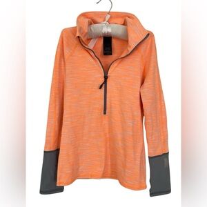 Zella Girl Orange and Gray quarter zip Top w/thumbholes